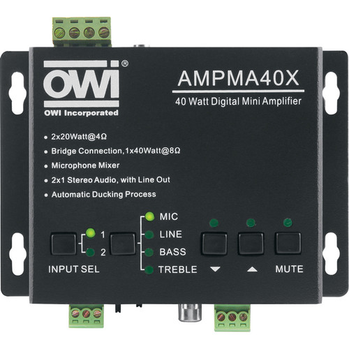 OWI Inc. AMPMA40X 40-Watt Digital Mini Amplifier with Mic Mixer and EQ