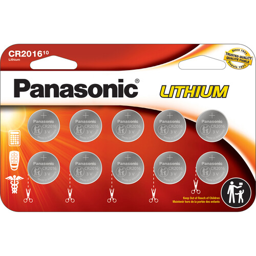 Panasonic CR2016 Lithium Coin Battery (10-Pack-Wide)