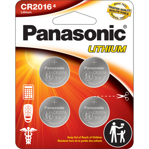 Panasonic CR2016 Lithium Coin Battery (4-Pack)