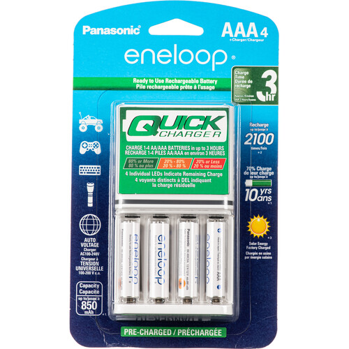 Panasonic eneloop Rechargeable Ni-MH Batteries with Charger (4 AAA Batteries)