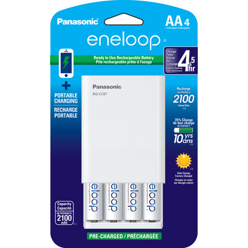 Panasonic Four Position eneloop Mobile Boost Charger Kit with Batteries (AA 4-Pack)
