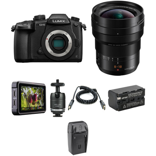 Panasonic Lumix DC-GH5 Mirrorless Micro Four Thirds Digital Camera with 8-18mm Lens and Ninja V Kit