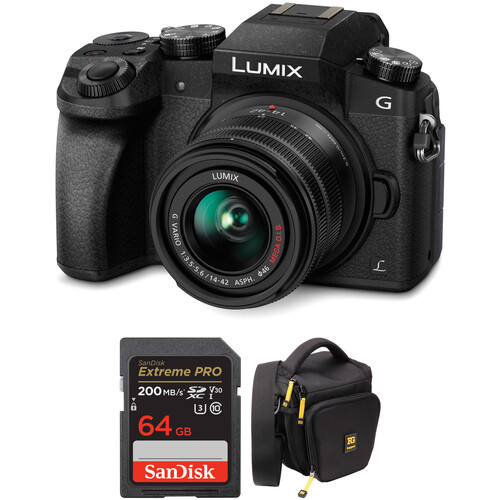 Panasonic Lumix DMC-G7 Mirrorless Micro Four Thirds Digital Camera with 14-42mm Lens and Accessory Kit (Black)