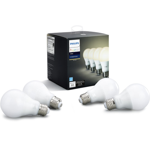 Philips Hue A19 Bulb (White, 4-Pack) 472027 B&H Photo Video