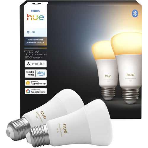 Philips Hue A19 Bulb with Bluetooth (White Ambiance Matter 2-Pack)