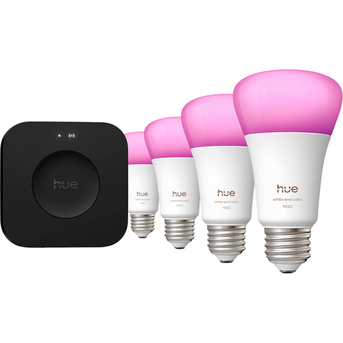 Philips Hue 75W A19 Starter Kit (White & Color Ambiance Matter 4-Pack)