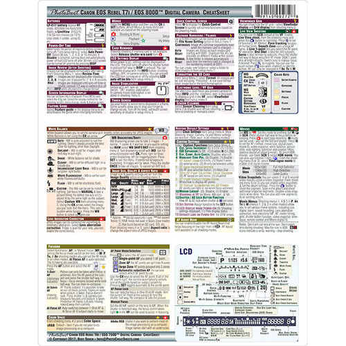 PhotoBert Cheat Sheet for Canon EOS Rebel T7i/800D TC172-17 B&amp;H