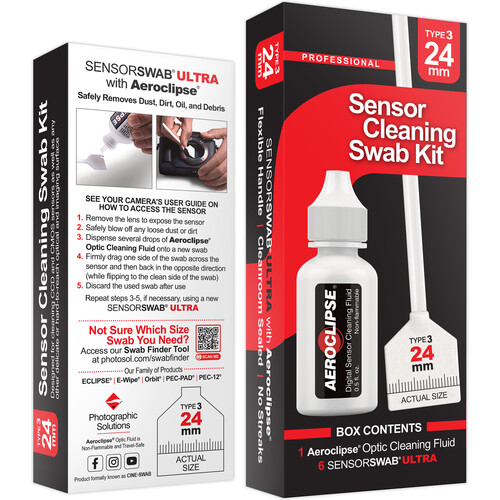 Photographic Solutions Sensor Cleaning Swab Kit (24mm Swab Aeroclipse Solution)