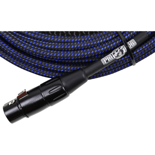Pig Hog Vintage Series Woven XLR Microphone Cable (Black & Blue 20')