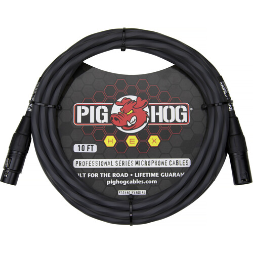 Pig Hog Hex Series XLR Microphone Cable (Gray Straight to Straight 10')