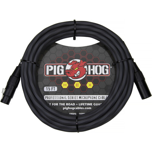 Pig Hog Hex Series XLR Microphone Cable (Gray Straight to Straight 15')