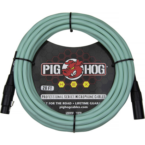 Pig Hog Hex Series XLR Microphone Cable (Seafoam Green Straight to Straight 20')