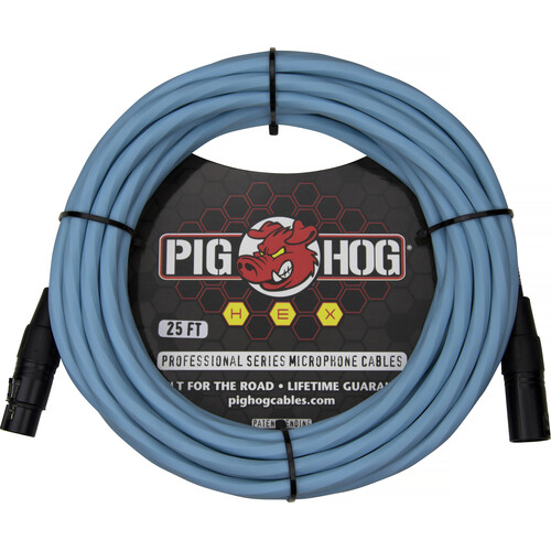 Pig Hog Hex Series XLR Microphone Cable (Daphne Blue Straight to Straight 25')