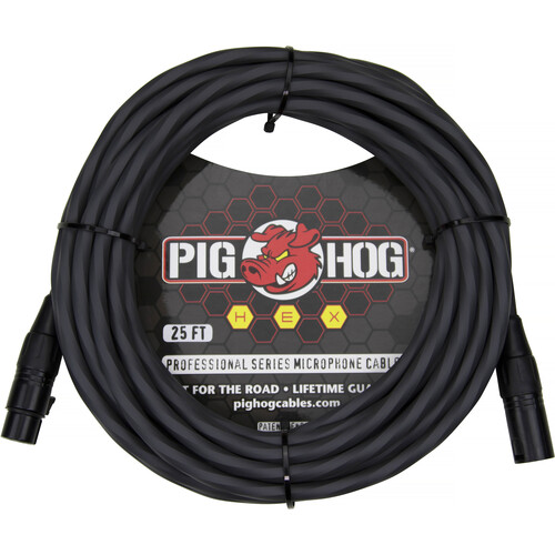 Pig Hog Hex Series XLR Microphone Cable (Gray Straight to Straight 25')