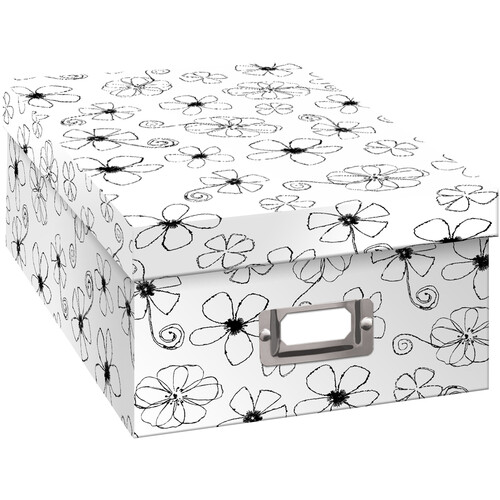Pioneer Photo Albums Inked Floral Archival Storage Photo Box (Black and White)