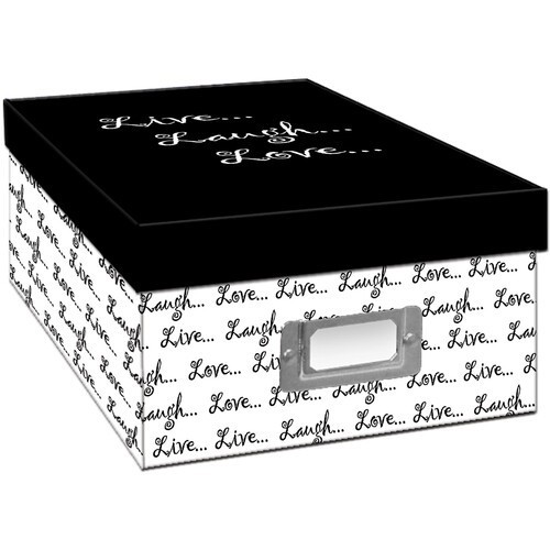 Pioneer Photo Albums Live Laugh Love Archival Storage Photo Box (Black and White)