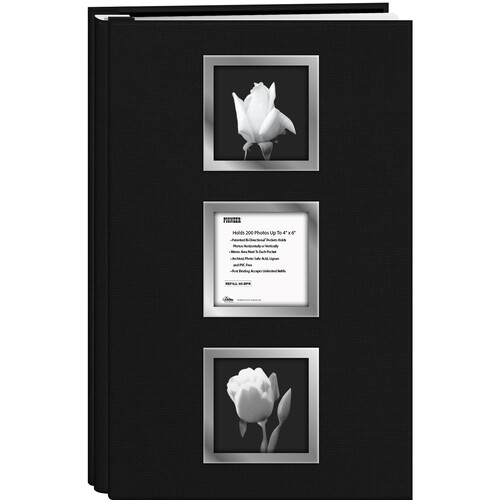 Pioneer Photo Albums Post-Bound Bi-Directional Memo Pocket Album (Black 4 x 6