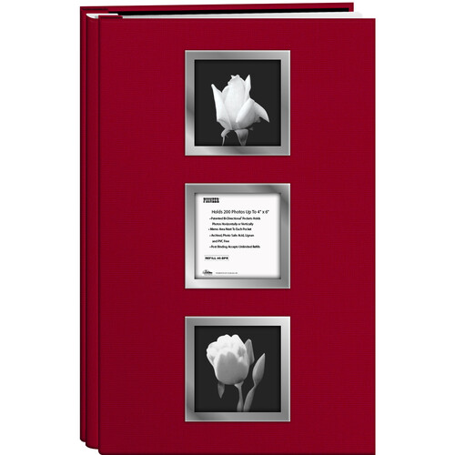 Pioneer Photo Albums Post-Bound Bi-Directional Memo Pocket Album (Red 4 x 6