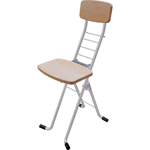 PLATEAU CHAIRS Par Series Folding Chair with Natural Wood Tone Wood Seat & Silver Frame
