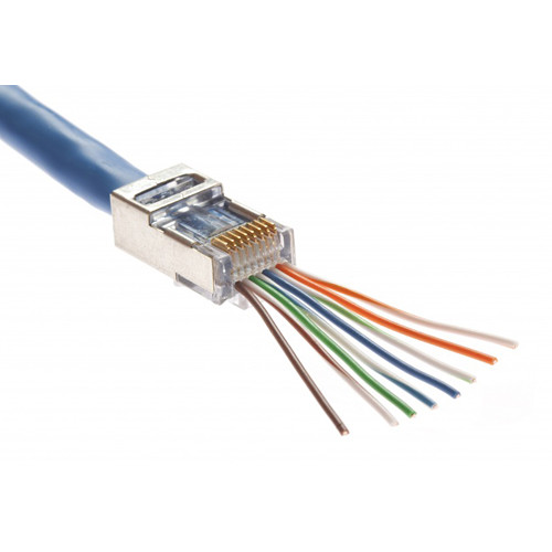 Platinum Tools Shielded EZ-RJ45 Connectors for CAT5e & CAT6 with Internal Ground (Jar Packaging 50-Pieces)