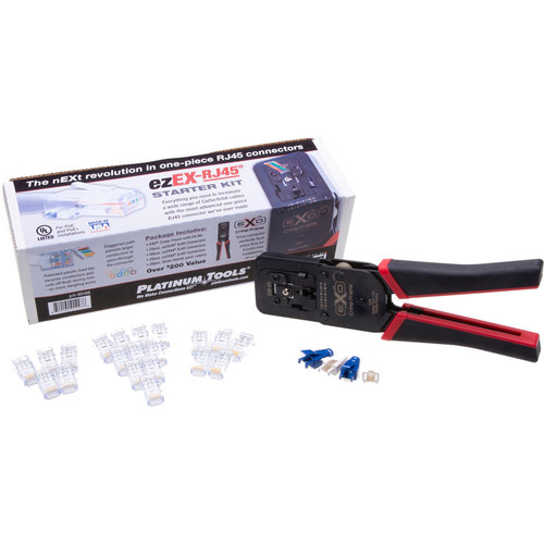 Platinum Tools ezEX Starter Kit with EXO Crimp Frame ezEX Connectors & Strain Reliefs