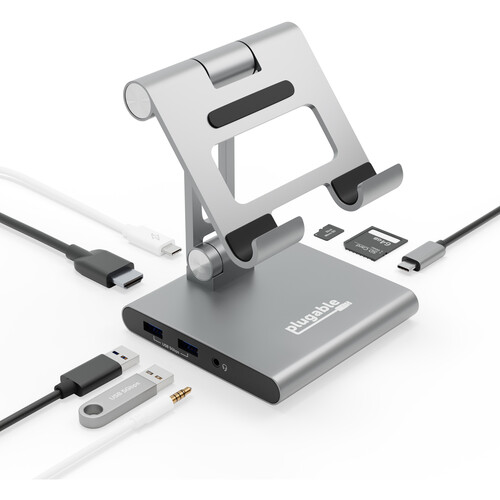 Plugable USB-C Docking Station with Phone/Tablet Stand