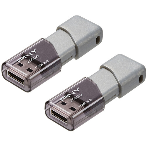 PNY 256GB Turbo Attach 3 USB 3.0 Flash Drive (2-Pack&nbspGray)
