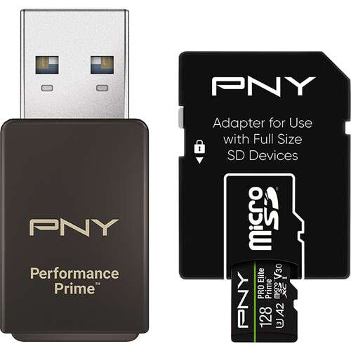 PNY 128GB PRO Elite Prime microSDXC Memory Card with SD Adapter