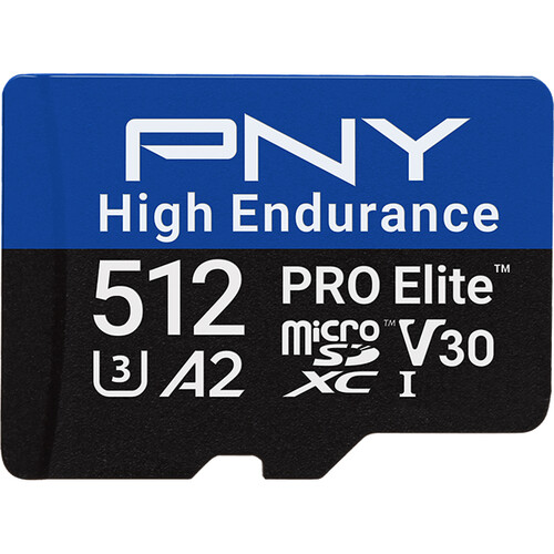 PNY 512GB PRO Elite High Endurance microSDXC Memory Card with SD Adapter
