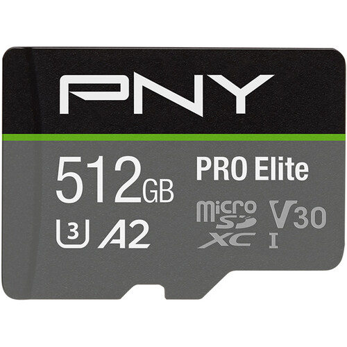PNY 512GB PRO Elite UHS-I microSDXC Memory Card with SD Adapter