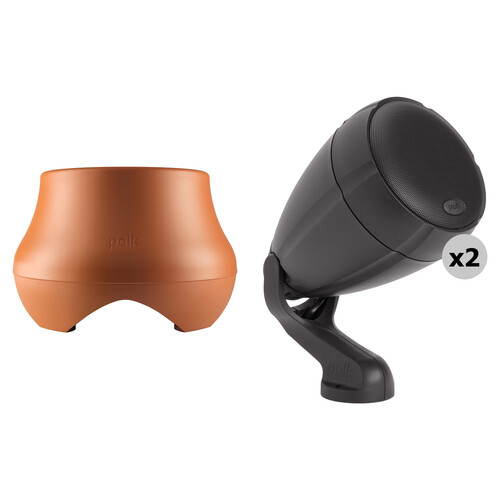 Polk Audio Atrium Sat300 Outdoor Speaker Pair & Outdoor Subwoofer Kit (Chestnut Brown Speakers Terracotta Subwoofer)