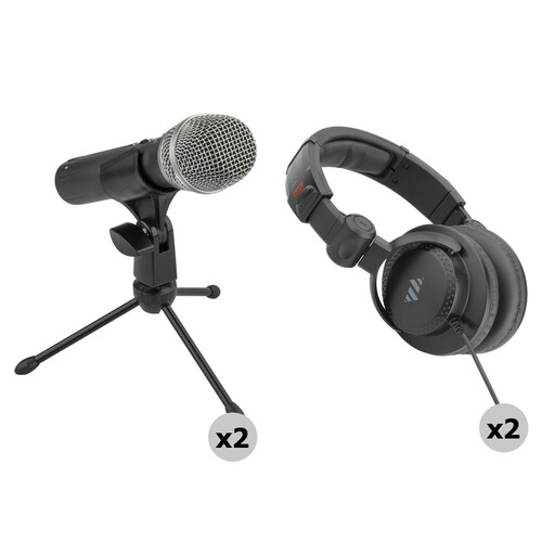 Polsen DM-USX1 Dynamic Microphone Kit with Studio Monitor Headphones (2-Person Kit)