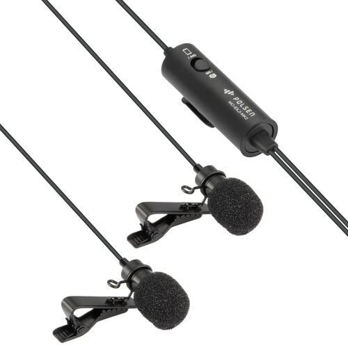 Polsen MO-IDL2-MK2 Dual Omnidirectional Lavalier Microphone for DSLR Cameras and Smartphones (20' Cable)