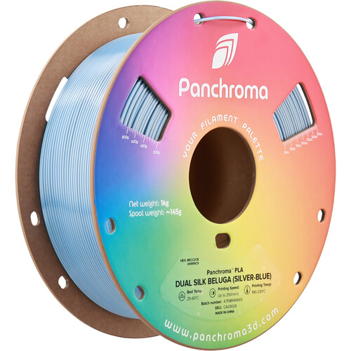 Polymaker Panchroma Dual Silk PLA Filament (1kg Silver & Blue Beluga)