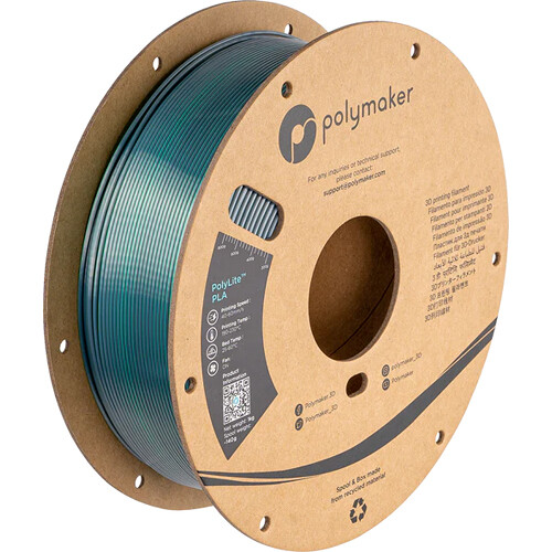 Polymaker 1.75mm PolyLite Dual Silk PLA Filament (1kg Jadeite (Silk Green / Silk Chrome))