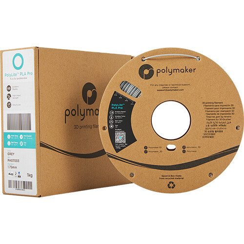 Polymaker 1.75mm PolyLite PLA Pro Filament (1kg Gray)