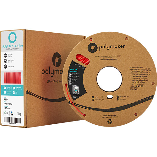 Polymaker 1.75mm PolyLite PLA Pro Filament (1kg Red)