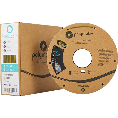 Polymaker 1.75mm PolyLite PLA Pro Filament (1kg Army Green)