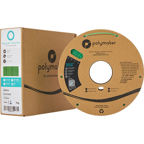 Polymaker 1.75mm PolyLite PLA Pro Filament (1kg Green)