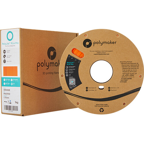 Polymaker 1.75mm PolyLite PLA Pro Filament (1kg Orange)