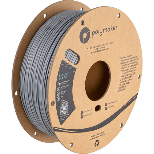 Polymaker 2.85mm PolyLite PLA Pro Filament (1kg Gray)