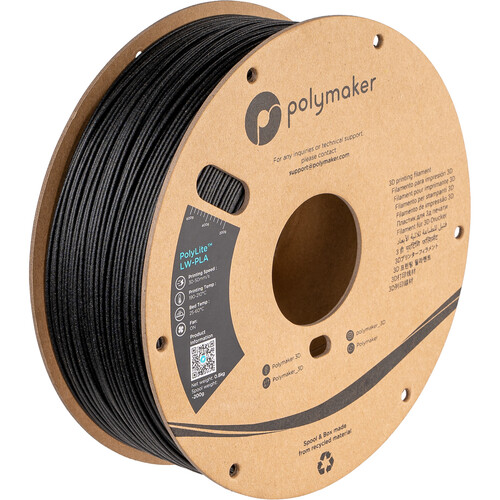 Polymaker 1.75mm PolyLite LW-PLA Filament (500g Black)