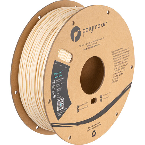 Polymaker 1.75mm PolyLite LW-PLA Filament (500g White)