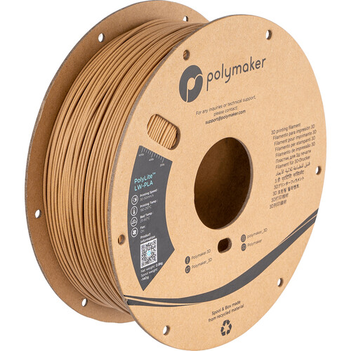 Polymaker 1.75mm PolyLite LW-PLA Filament (500g Wood)