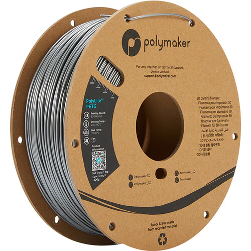 Polymaker 1.75mm PolyLite PETG Filament(1kg Silver)