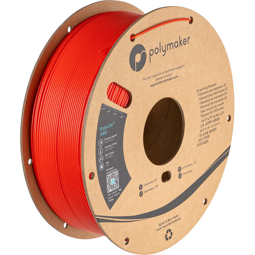 Polymaker 1.75mm PolyLite ABS Filament (1kg Red)