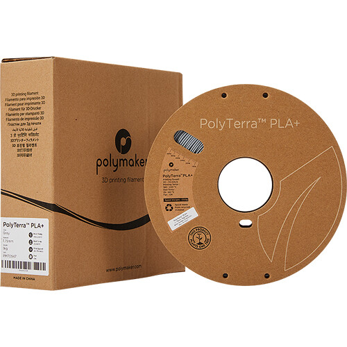 Polymaker 1.75mm PolyTerra PLA+ Filament (1kg Gray)