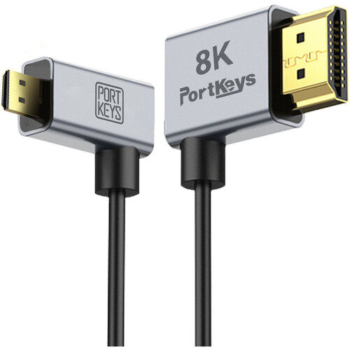 PORTKEYS Right-Angle Standard Micro-HDMI to HDMI Cable (Pair 1.1' & 3.2')