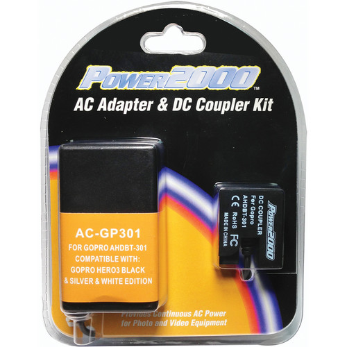 Power2000 AC Adapter/DC Coupler for GoPro HERO3/HERO3+ Camera