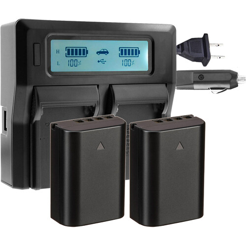 Power2000 2 X Olympus BLX-1 Batteries & Dual Bay LCD Charger